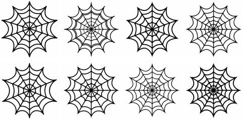 Aufkleber - Decorative Spider Web Outline Coloring Book Page Line Art Drawing Set White Background