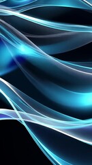 Fototapete - Futuristic blue waves create a seamless animation backdrop for high-tech visuals in 4K resolution