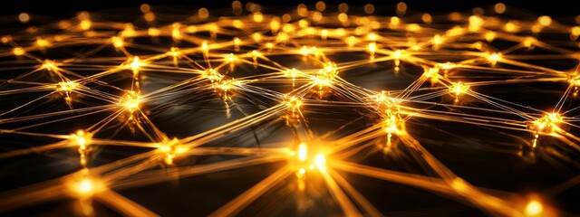 Glowing Network of Connections in Abstract Technology Concept