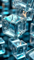 Poster - Floating cubes create a futuristic backdrop of innovation and technology