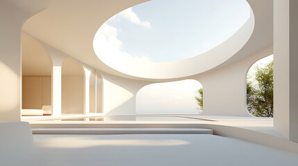 Aufkleber - Modern minimalist round and curved shaped luxury house, villa wi