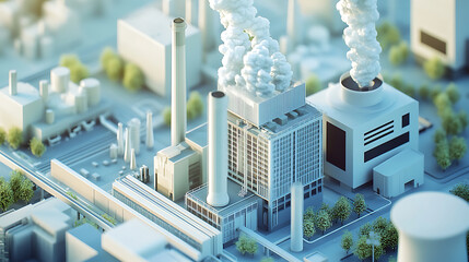 Poster - Modern power plant generating electricity with sustainable green strategies to reduce co2 emissions, clean energy initiatives and renewable resources for a greener future