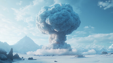 Poster - Mushroom cloud of nuclear bomb explosion, based on
