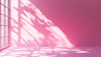 Poster - Natural light from a window falling on a pink blank wall, product display background