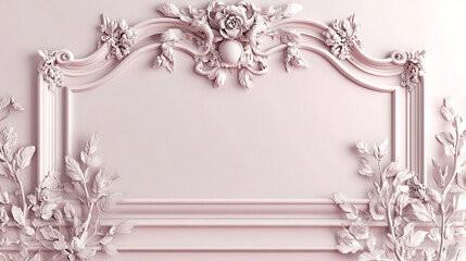 Poster - On the wall, handmade molding in delicate colors, 3d illustration