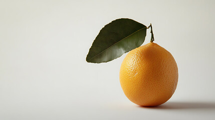 Poster - Orange fruit with leaf isolated on white background, clipping path included