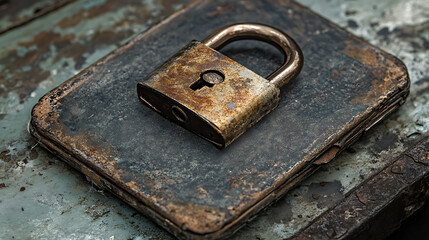 Poster - Padlock on top of a tablet computer protecting the digital world