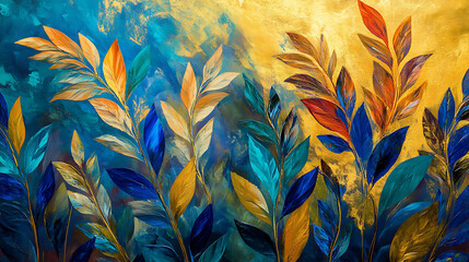 Poster - Paintings, plants, flowers, the golden grain, oils on canvas, brushing, modern art, printing, wallpaper, posters, cards, murals, carpets, hangings, prints
