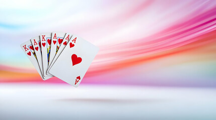 Poster - Colorful Playing Cards Floating Against Abstract Gradient Background