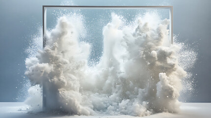 Aufkleber - Product display frame with white powder paint explosion