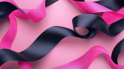 Poster - Promotional giveaway banner with pink and black ribbon