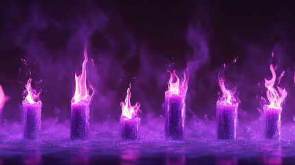 Poster - Purple candles with flickering flames