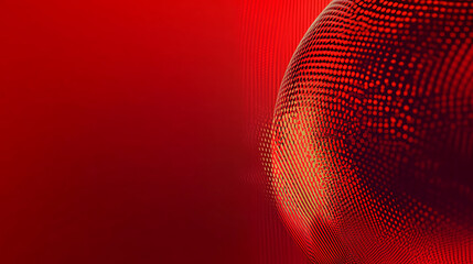 Poster - Red gradient background a digital earth globe with dots and lines in the center, dark red color scheme