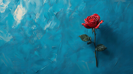 Aufkleber - Red rose wallpaper on blue background