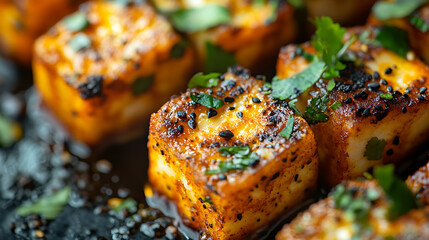 Poster - Selective focus of indian food paneer roll or paneer kathi roll