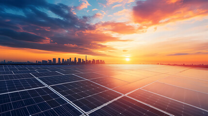 Aufkleber - Shanghai bund skyline landmark, solar panel plant with renewable energy and ecological aspects