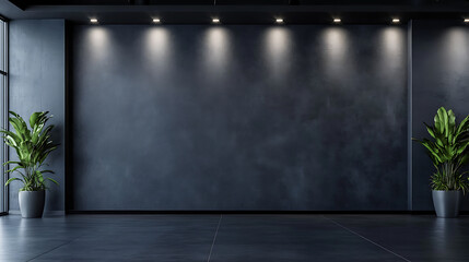 Aufkleber - Sleek professional photo studio with dark grey backdrop and spotlighting, portrait photography concept