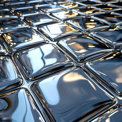 Poster - geometric abstraction: reflective, polished, metal tiles create a dynamic, abstract pattern, emphasi