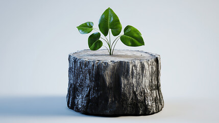 Poster - Small plant growing from old tree stump
