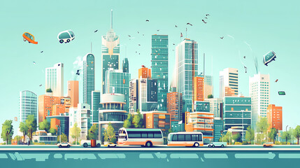 Aufkleber - Smart city concept digital drawing, illustration