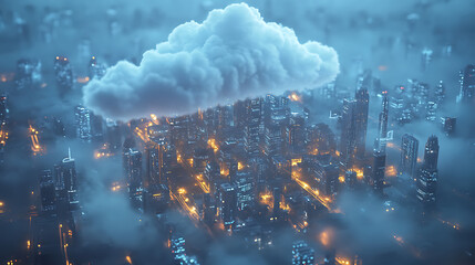 Aufkleber - Smart city on the cloud, the concept of connecting devices all over the world, big data collection, 3d illustration