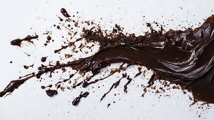 Poster - Smear of tasty chocolate paste on white background, top view
