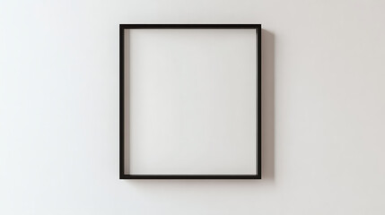 Poster - Square photo frame mockup hanging in white wall interior background