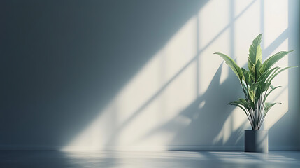 Poster - Sunlight on a gray wall, sunbeams in a room, sunny day scene for product presentation, shadows for natural light effects, minimalist interior