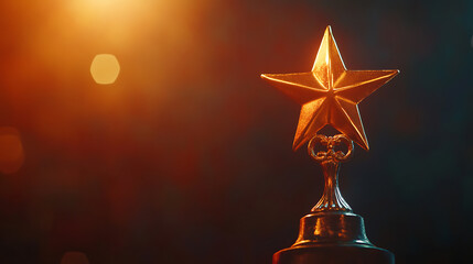 Poster - Symbolic representation of success, such as a trophy or a bright star, illustrating the concept of striving for personal or professional goals and the relentless pursuit of achievement