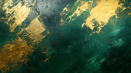 Aufkleber - The abstract art background has golden brushstrokes and textured background, oil on canvas, modern art, horses, green, gray, wallpapers, posters, cards, murals, carpets, wall hangings, prints