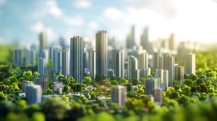 Poster - the concept of a model city with a developed infrastructure, 3d rendering