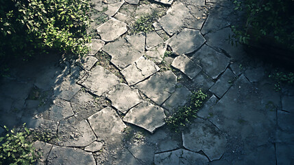 Poster - The ground has cracks in the top view for the background