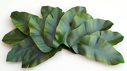 Poster - The large leaves of the tropical tree lie one on top of the other, overlapping each other, 3d rendering