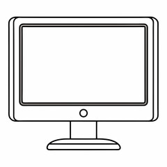 Aufkleber - Monitor Outline Vector – Line Art Drawing for Coloring Book Page on White Background