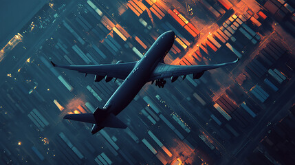 Poster - The plane flies over the logistics cargo containers, concept of logistics and delivery