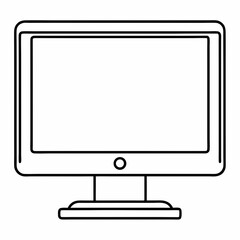 Aufkleber - Monitor Outline Vector – Line Art Drawing for Coloring Book Page on White Background