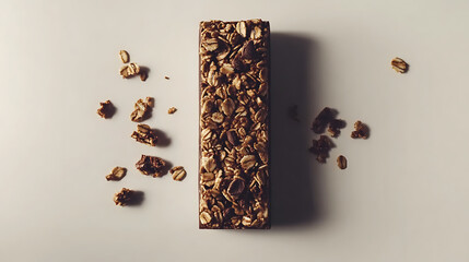 Poster - Top view of chocolate granola bar on white table