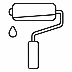 Aufkleber - Paint Roller Outline Vector – Line Art Drawing for Coloring Book Page on White Background