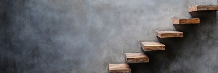 Aufkleber - Minimalist Career Ascension Rustic Wooden Steps Symbolizing Professional Growth, Strategic Leadership Development, and Transformative Personal Empowerment