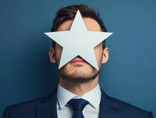 Aufkleber - Minimalist Corporate Branding Concept Geometric Performance Metrics Visualized Through Surreal Star Identity - Innovative Visual Metaphor for Business Potential