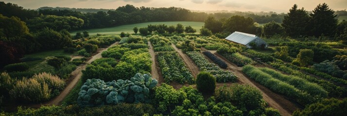 Poster - Regenerative Agriculture Landscape Holistic Community Garden Showcasing Sustainable Permaculture Design, Ecological Farming Innovation for Climate-Resilient Food Systems