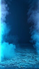 Poster - Bright futuristic doorway with neon lights and fog in a cyberpunk environment for innovative visuals
