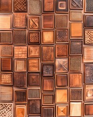 Aufkleber - Neuromorphic Design Artisanal Wooden Memory Tokens Exploring Tactile Complexity in AI-Inspired Architectural Texture Mapping