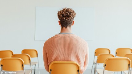 Poster - Minimalist Gen Z Learning Transformation Soft Peach Knit Aesthetic Capturing Contemplative Academic Resilience in Modern Versatile Classroom Space