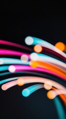 Aufkleber - Luminous Digital Flow Vibrant Fiber Optic Network Visualization Showcasing Next-Gen Connectivity, Technological Innovation, and Fluid Data Transmission Dynamics