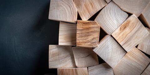 Poster - Minimalist Wooden Block Architecture Sustainable Design Texture Strategy with Organic Geometric Composition Exploring Modular Innovation and Architectural Craftsmanship