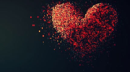 Fototapete - Dynamic heartbeat abstract digital art representing love virtual space graphic creation vibrant colors artistic perspective