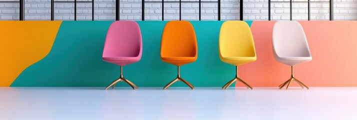 Poster - Chromatic Workspace Revolution Ergonomic Design Meets Color Psychology in Modern Office Furniture - Inspiring Collaborative Productivity Environments