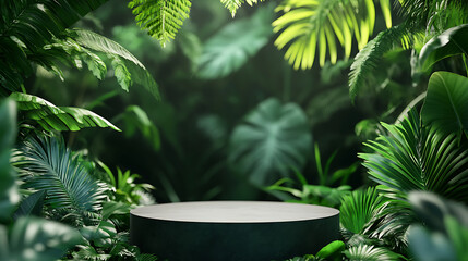 Aufkleber - Tropical forest podium with jungle background for product presentation