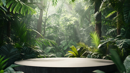 Aufkleber - Tropical forest podium with jungle background for product presentation